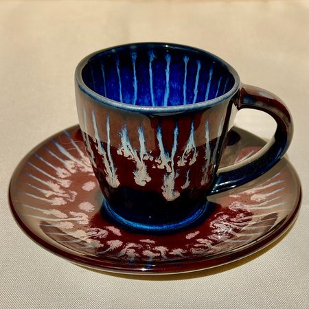 Ręcznie malowana filiżanka do espresso ze spodkiem