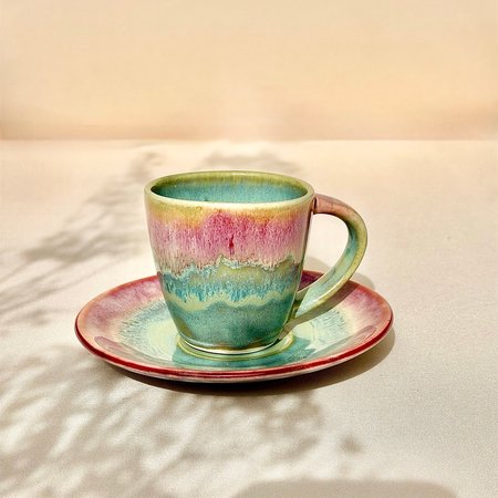 Ręcznie malowana filiżanka do espresso ze spodkiem